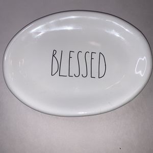Rae Dunn BLESSED Oval Snack Trinket Plate Decor Artisan Collection By Magenta